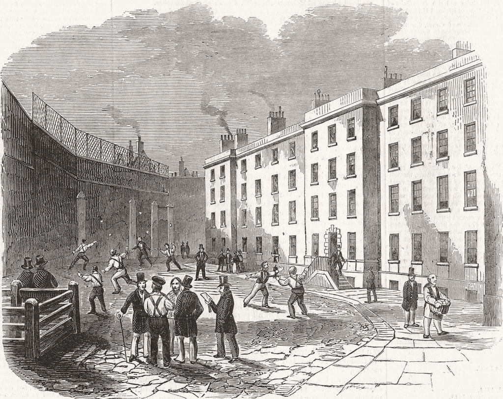 LONDON. Fleet Prison. racket-ground  1846 old antique vintage print picture